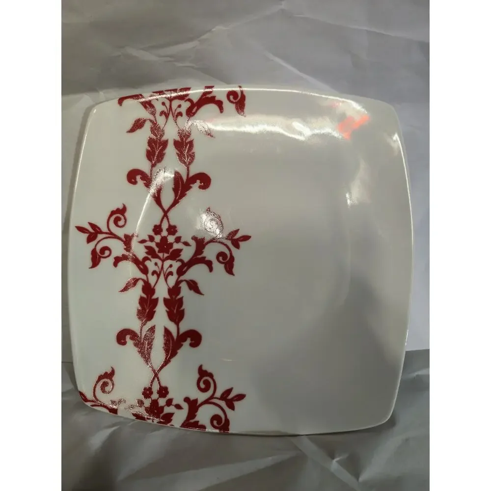 Coventry Antoinette Red Square Plates Lot of 6 Fine China PTS